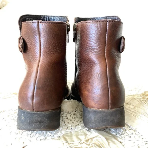 Born Brown Leather Ankle Boots Zip Up Sides Size 8 - Picture 4 of 16